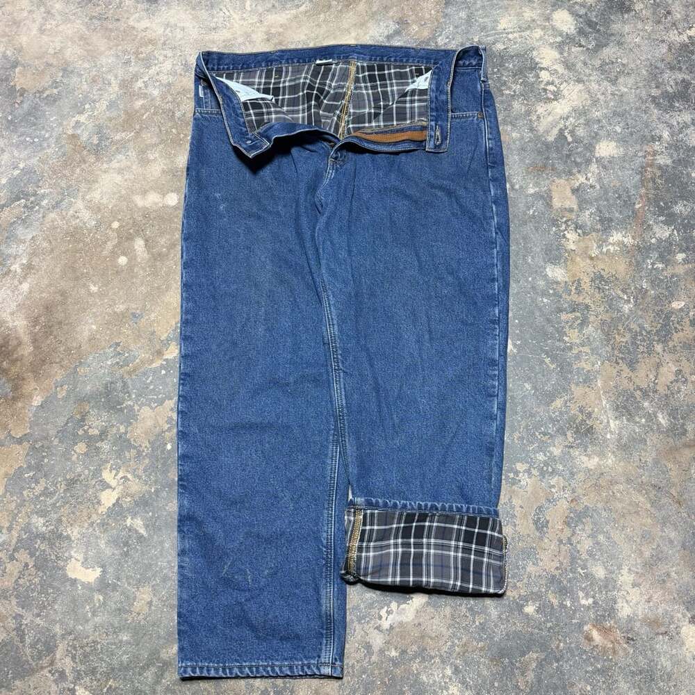 Carhartt Flannel Lined Denim Jeans Blue Relaxed Fit